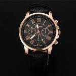 Zegarek kwarcowy Geneva - Unisex - cyfry rzymskie - czarny