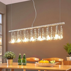 7-punktowa lampa wisząca Matei, chrom