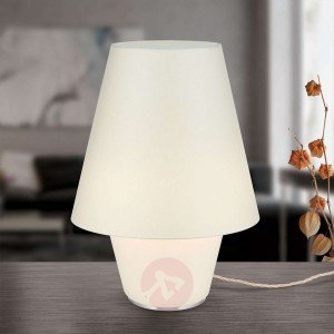 Tekstylna lampa stołowa Bliźniaki kremowa Ø 32 cm