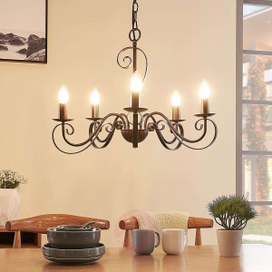 5-punktowy żyrandol CALEB, rdzawy