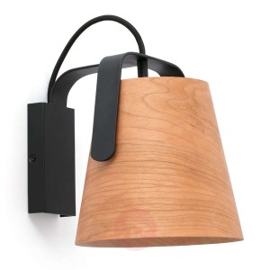 Lampa ścienna Stood klosz z drewna czereśniowego