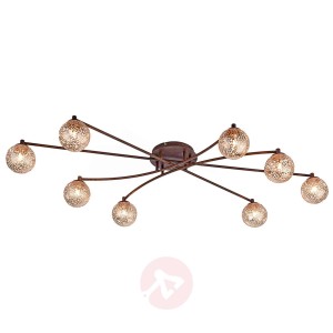 8-punktowa lampa sufitowa Greta o barwie rdzy