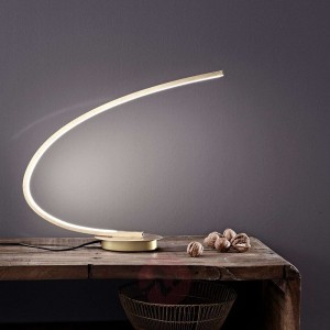 Lampa stołowa LED Nalevi, łuk, złota