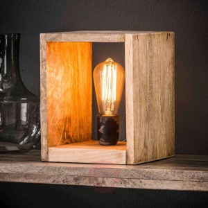 Lampa stołowa Boxlight z drewna mango, 25 cm