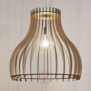 Lampa wisząca Ellys z kloszem z drewnianych lameli