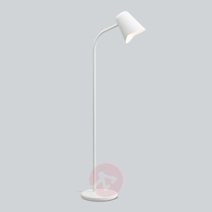 Wyginana lampa stojąca Me, biała