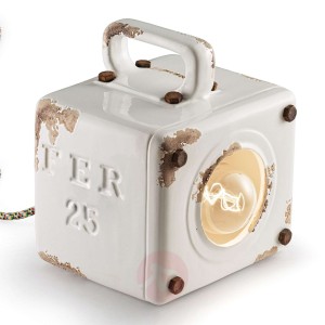 Lampa stołowa vintage Lorenzo w kolorze białym