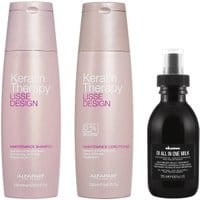 Alfaparf Keratin Therapy Maintenance Shampoo 250ml + Conditioner 250ml + Davines OI Oil All in One Milk 135ml