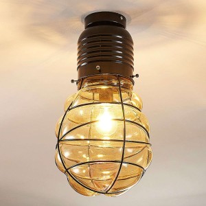 Lampa sufitowa Maluka z bursztynowego szkła