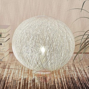 Lampa stołowa Julio, biała, papierowa plecionka