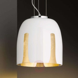 Biało-złota, szklana lampa wisząca Madera