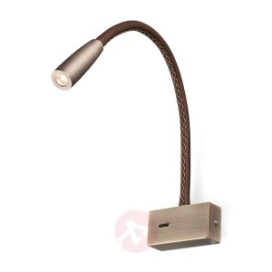 Ścienna lampka do czytania Lead ze skórą i LED