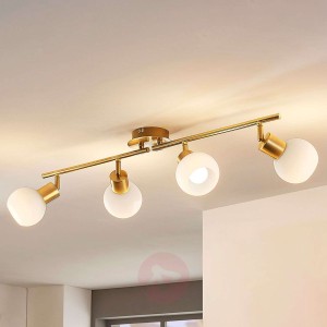 4-punktowa lampa sufitowa LED ELAINA, mosiężna