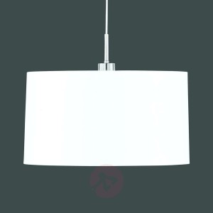 Lampa wisząca z białym abażurem z tkaniny chintz