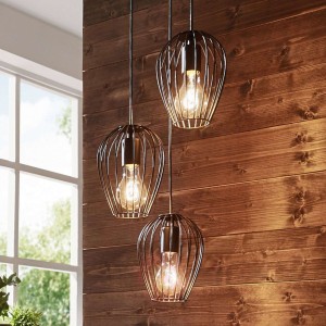 Lampa wisząca Newtown, czarna, 3-punktowa, okrągła