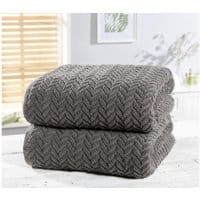 Zestaw 2 ręczników kąpielowych Herringbone Black