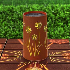 Lampa solarna LED Tomtin z wzorem, cylindryczna