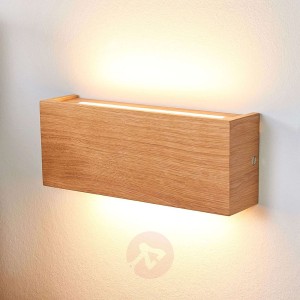 Ściemniany kinkiet LED Mila, drewno dębowe, 25 cm