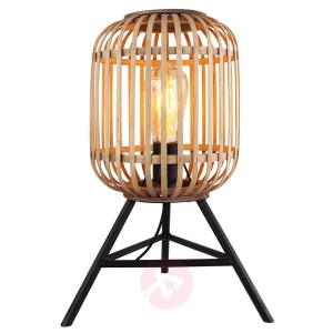 Lampa stołowa Malacca z drewnianym kloszem