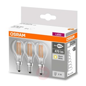Żarówka LED filament E14 4 W, ciepła biel, 3 szt.
