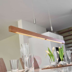 Lampa wisząca LED Nora w formie belki, dąb, 118 cm