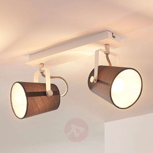 2-punktowa tekstylna lampa sufitowa Levi, szara