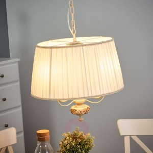 Kremowa satynowa lampa wisząca Olivia