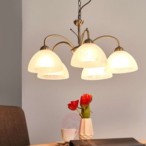 Lampa wisząca MILANESE 5-punktowa stary mosiądz