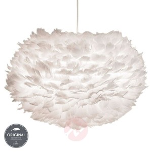 Lampa wisząca Eos medium, gęsie pióra, biała
