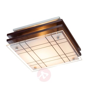 Drewniana lampa sufitowa Thees w kratę, 23,5 cm