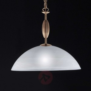 Szklana lampa wisząca Pastylka, postarzany mosiądz