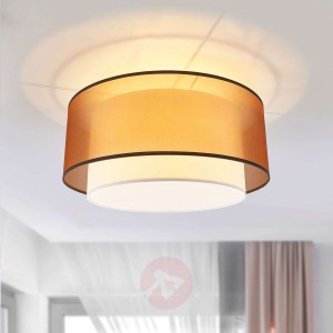 Okrągła materiałowa lampa sufitowa Modena brązowa