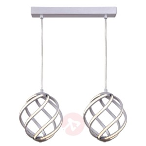2-punktowa lampa wisząca LED Twist, aluminium