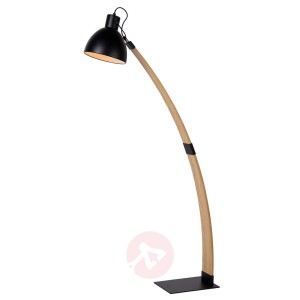 Szykowna lampa stojąca Curf z czarnym kloszem