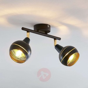 Lampa sufitowa Lynette, czarno-złota, 2-punktowa