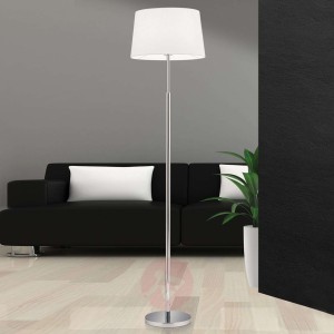 Lampa stojąca Vardan z białym lnianym kloszem