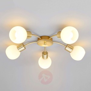 ELAINA - lampa sufitowa LED, mosiężna, 5-pkt.