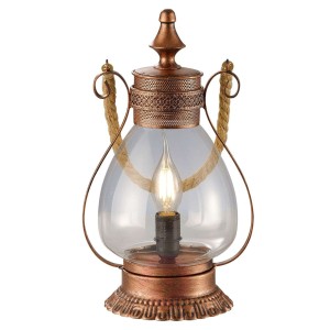 Lampa stołowa Linda z antyczną nutą, miedziany