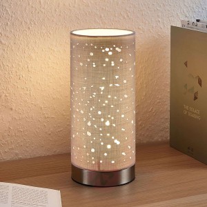 Lampa stołowa Umma z małymi otworami, szara
