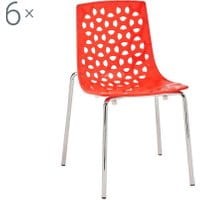 Zestaw 6 krzeseł Dhalia Red