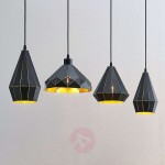 Lampa wisząca Kylian, czarno-złota, 4-punktowa