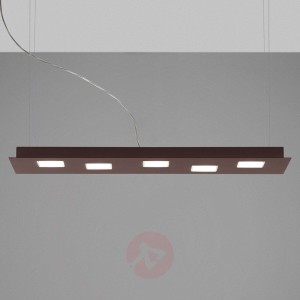 Podłużna lampa wisząca LED Quarter, brązowa