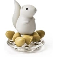 Zestaw 8 pinezek ze stojakiem Squirrel & Acorn White