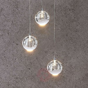 Lampa wisząca LED Hayley szklana kula 3-pkt. chrom