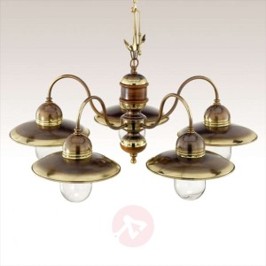 Dekoracyjny żyrandol Laguna z mosiądzu i drewna