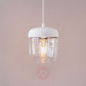 Designerska lampa wisząca Acorn, biała i mosiężna