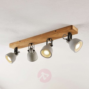 Lindby Mirka lampa sufitowa LED, sosna, 4-pkt.
