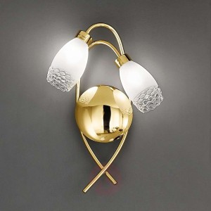 Mosiężna lampa ścienna ILENA ze szklanymi kloszami