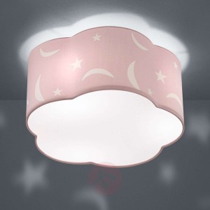 Lampa sufitowa Moony, dziecięca, pastelowy róż