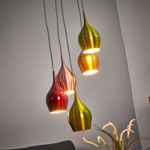 VIBRANT - lampa wisząca z kol. kloszami, 5-pkt.